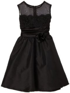 Rare Editions Girls 7 16 Sheer And Lace Party Dress,Black,12 Clothing