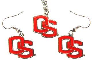 NCAA Oregon State Beavers Sports Collegiate Team Logo Necklace and Dangle Earring Charm Set  Sports Fan Earrings  Sports & Outdoors