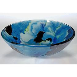 Blue Tempered Glass Sink Bowl