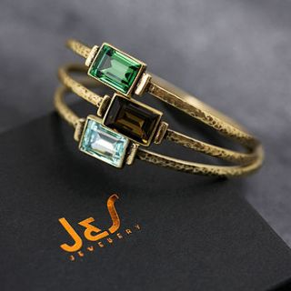 hammered bangle made with swarovski crystals by j&s jewellery