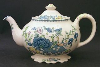 Masons Regency/Plantation Colonial  Teapot & Lid, Fine China Dinnerware   Blue,