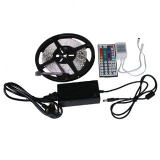 Generic 5M(16.4 Ft) RGB Color Changing Kit with Non Waterproof Flexible 3528SMD LED Light Strip Kit,44 Key Remote Controller and UK Plug 12V 5A Power Supply Adapter