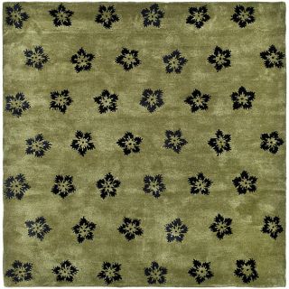 Handmade Soho Leaves Sage New Zealand Wool Rug (36 X 56)