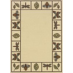 Ivory/brown Bordered Outdoor Area Rug (37 X 56)