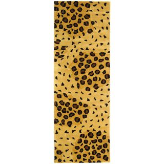 Handmade Leopard print Gold/ Black N. Z. Wool Runner (26 X 12)