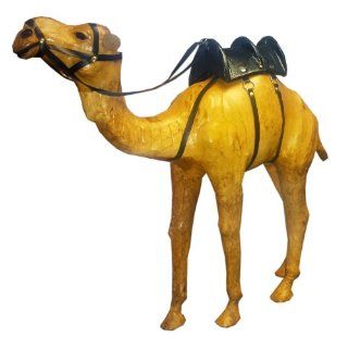 Gurman LA LA 1151 2124IN Leather Standing Camel Figurine with Saddle, 21 Inch, Tan   Collectible Figurines
