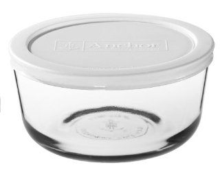Anchor Hocking 8 Piece 7 Cup Round Food Storage Containers with White Plastic Lid, Set of 4 Kitchen & Dining