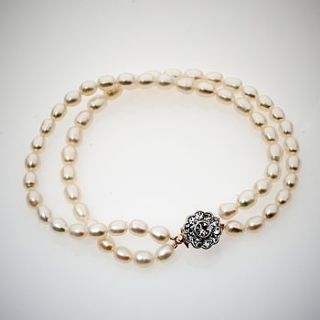 freshwater pearl bracelet with vintage clasp by gillian million