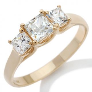 Absolute 14K Gold Princess Cut 3 Stone Ring