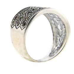 Dolce Giavonna Sterling Silver Marcasite Wide Ring Dolce Giavonna Gemstone Rings