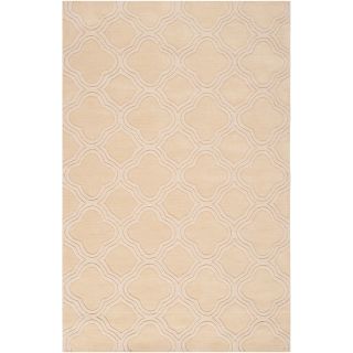 Hand crafted Beige Lattice Greatwood Wool Rug (2 X 3)