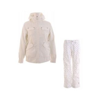 Burton Mutiny Jacket Bright White w/ Burton Lucky Snowboard Pant Multi Polka Squares   Womens jacket pkg 404