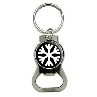 Graphics and More Snowflake   Low Temperature Symbol   White On Black Bottle Cap Opener Keychain (KB0586)  Automotive Key Chains 