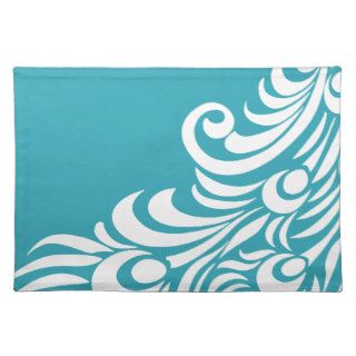 Stunning Peacock Feather Silhouette Print Place Mat