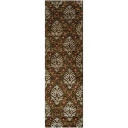 Hand woven Brown Canon Classic Floral Hemp Rug (26 X 8)