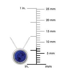 10k Gold September Birthstone Bezel set Created Sapphire Designer Necklace Gemstone Necklaces