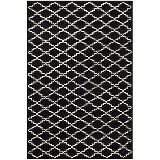 Contemporary Handmade Moroccan Black Wool Rug (89 X 12)