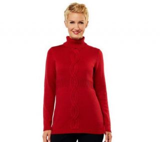 Liz Claiborne New York Turtleneck Sweater Tunic w/Center Cable —
