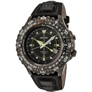 Seiko Men's SKA425 Kinetic Multifunction Black Leather Watch at  Men's Watch store.