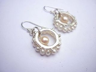 pearl halo earrings by milly moore