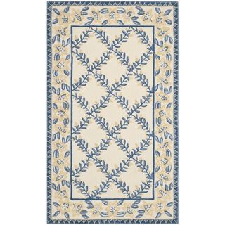 Safavieh Hand hooked Wilton Ivory/ Blue New Zealand Wool Rug (3'9 x 5'9) Safavieh 3x5   4x6 Rugs