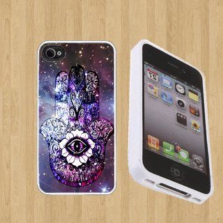 Evil eye hamsa colorful4 nebula space Custom Case/Cover FOR Apple iPhone 4 / 4s** WHITE** Rubber Case ( Ship From CA ) Cell Phones & Accessories