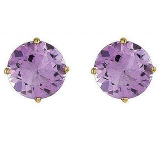 Large Round Gemstone Stud Earrings, 14K Gold —