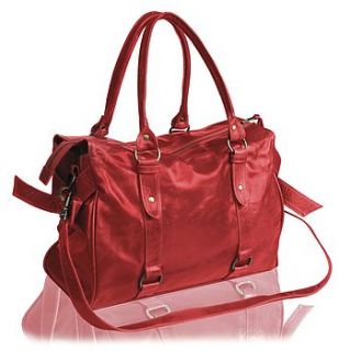 red leather satchel style bag by madison belts