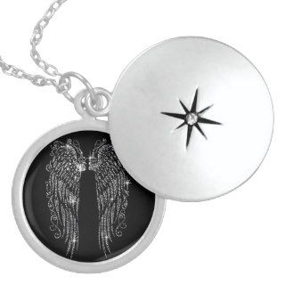 Beautiful Diamond Bling Angel Wings on Black Custom Jewelry