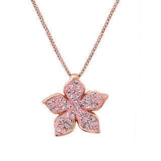 14K Rose Gold Plated Sterling Silver Flower Pendant Necklace made With Swarovski Crystals Jewelry