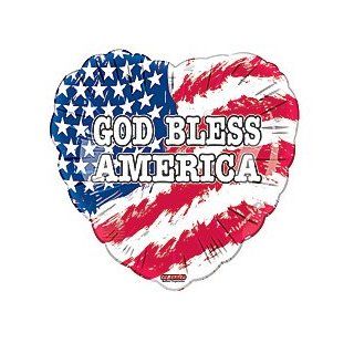 "God Bless America" Heart American Flag 18" Balloon Mylar Health & Personal Care
