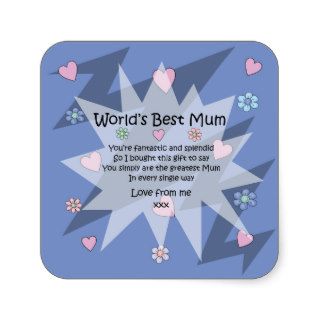 For Mum Gift with Hearts & Flowers & with Poem Sticker