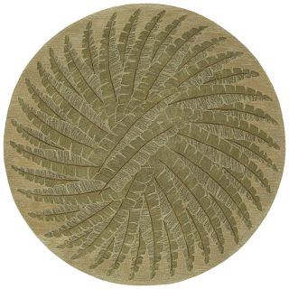 Kaleen Tara 5 ft 9 in x 5 ft 9 in Round Yellow Floral Wool Area Rug