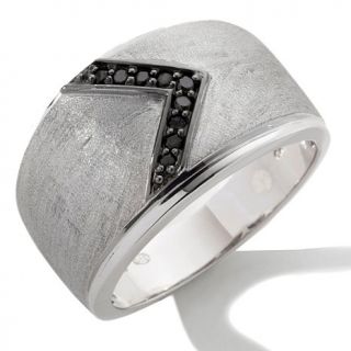 Men's Black Diamond Chevron Design Band Ring