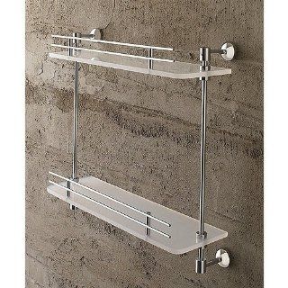 Toscanaluce 16 Inch Double Tier Plexiglass Bathroom Shelf With Railing 1542   Mounted Bathroom Shelves  