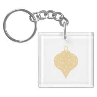 Gold Color Christmas Bauble Design. Acrylic Key Chain