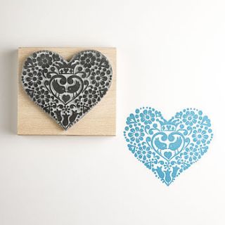 two birds heart rubber stamp by noolibird rubber stamps