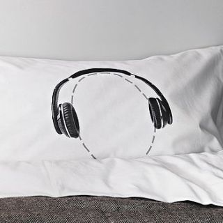 headphones head case pillowcase by twisted twee homewares