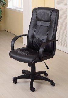 Executive Black All Real Leather Office Desk Chair with Gas Lift and Tilt Function   Computer Chair Real Leather