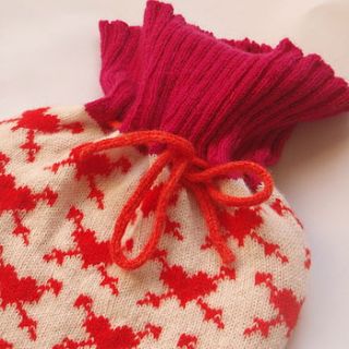 valentine heart knitted hot water bottle by nervous stitch
