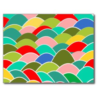 Colorful Fish Scale Pattern Postcards