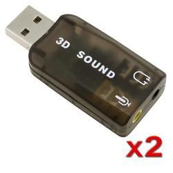 USB to Headset/ Microphone PC Sound Card Adapter (Pack of 2) Eforcity Cables & Tools