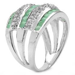 Malaika Sterling Silver Emerald and White Topaz Split Band Ring Malaika Gemstone Rings