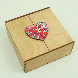 personalised wooden heart keepsake box by bombus