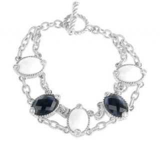 Judith Ripka Sterling Diamonique Multi Gemstone Toggle Bracelet —