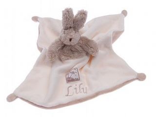 personalised baby's embroidered beige comforter by stitched by merci maman