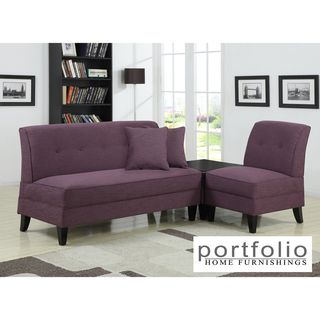 Portfolio Engle Amethyst Purple Linen 3 piece Sofa Set PORTFOLIO Living Room Sets