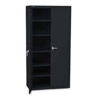 HON SC1872P 36 by 18 by 72 Inch 5 Adjustable Shelves Assembled High Storage Cabinet, Black   Storage Cabinet With Lock