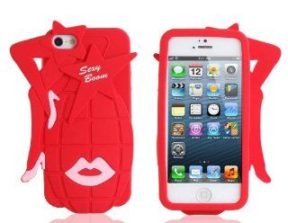 Cyrs Sexy Boom Grenade Silicone Protective Case for Apple Iphone 5 Red Cell Phones & Accessories