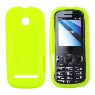 Neon Green Motorola VE440 Silicone Case Cover [Anti Slip] Supports Premium High Definition Anti Scratch Screen Protector; Best Design with High Quality; Coolest Soft Flexible Silicon Rubber Case Cover for VE440 Supports Motorola Devices From Verizon, AT&am